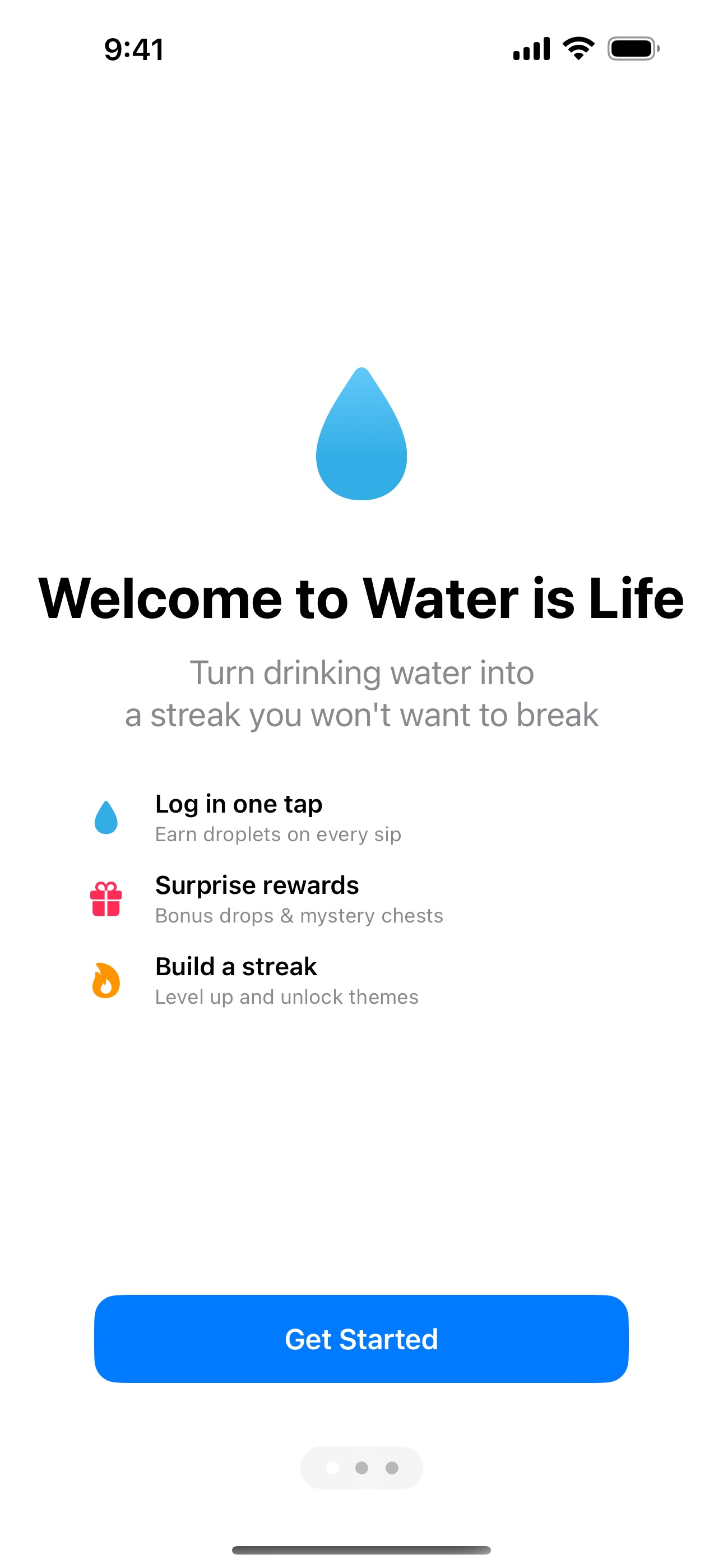 Water is Life welcome screen